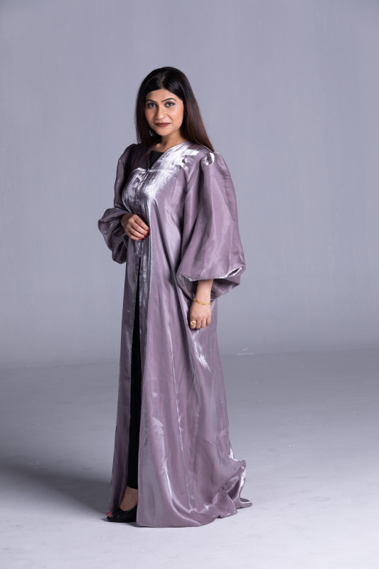 Silky Organza Fabric with Balloon Sleeves enhance the beauty of the Women Abaya. AB1012