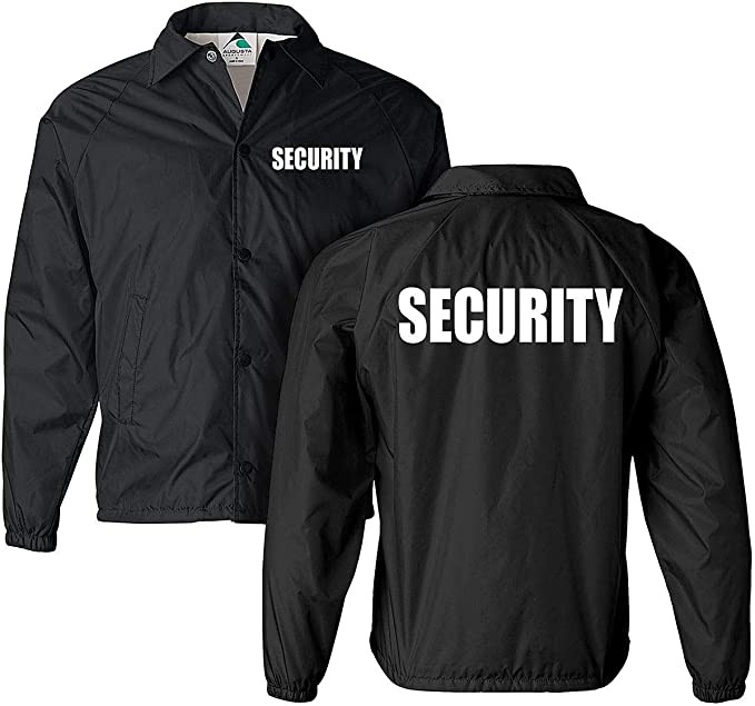 LCT Uniforms Security Jacket, Security Guard Jacket - Black - Large