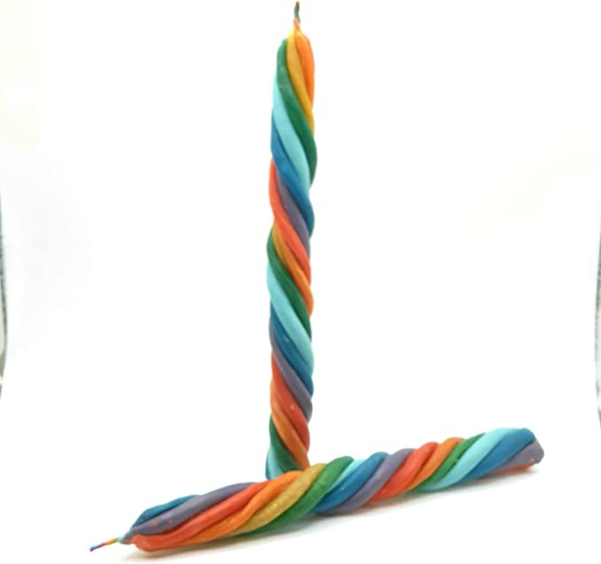 Viktoriya Unscented Chakra Twist Taper 7 Candle, Hand Poured Premium Wax Candles ,100% Cotton Wick, Promotes Positive Energy, Aids Meditation, Relaxation & More