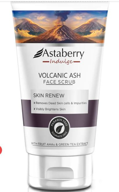 Asta Berry Volcanic Ash Face Scrub Romove dead Skin Paraben free Green tea extract 100 ml