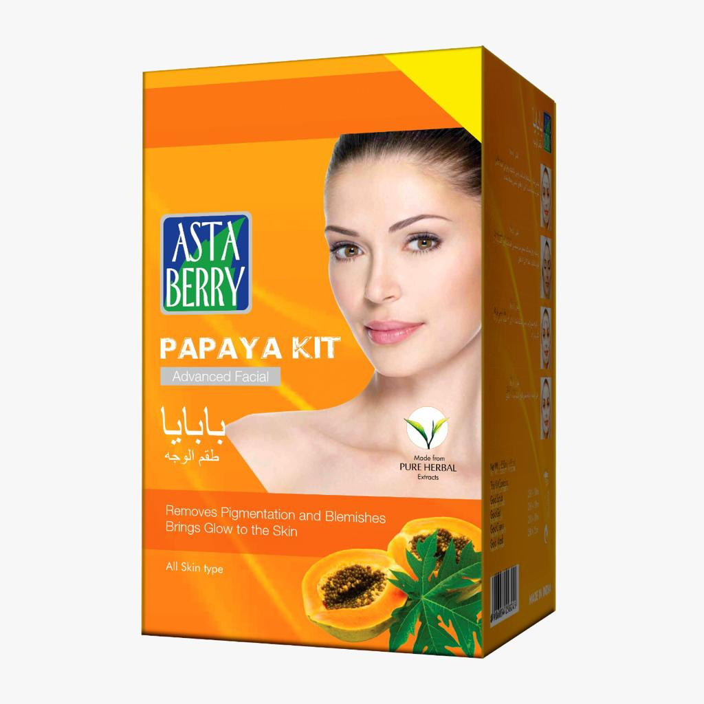 Asta berry Papaya Kit Advanced Facial For All Skin Types Pure Herbal Extracts