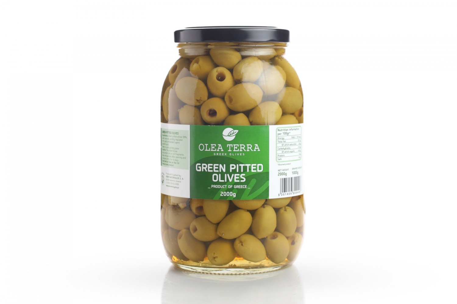 Olea Terra  GREEN PITTED OLIVES