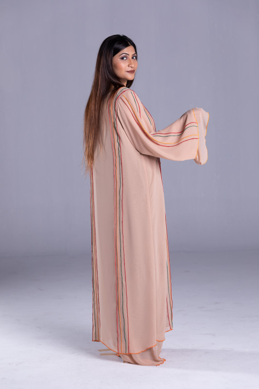Double Layered Chiffon Fabric Abaya with Tailor Design. AB1025
