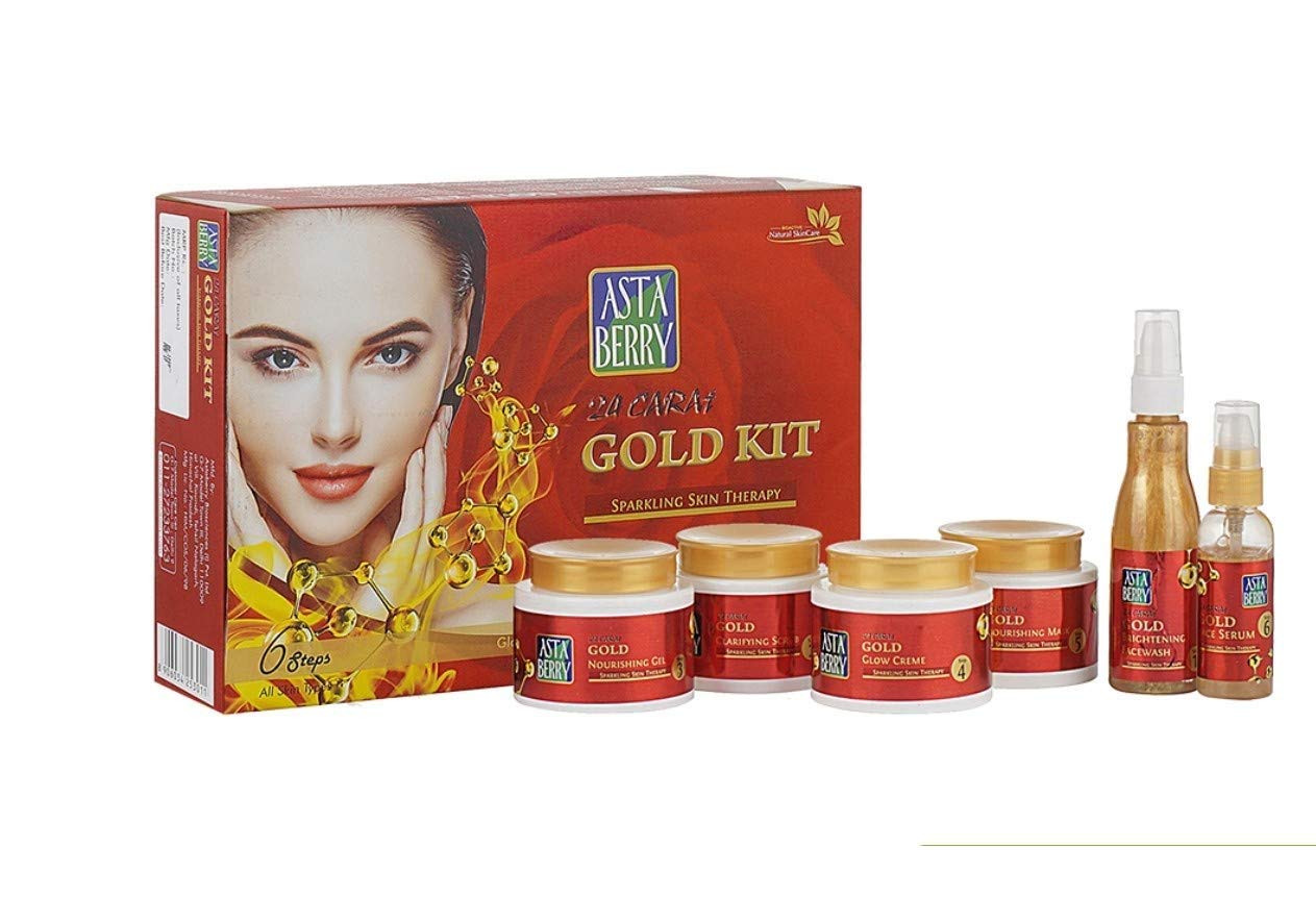 Asta Berry 24 Carat Gold Kit Sparkling Skin Therapy 6 Steps for All Skin Types