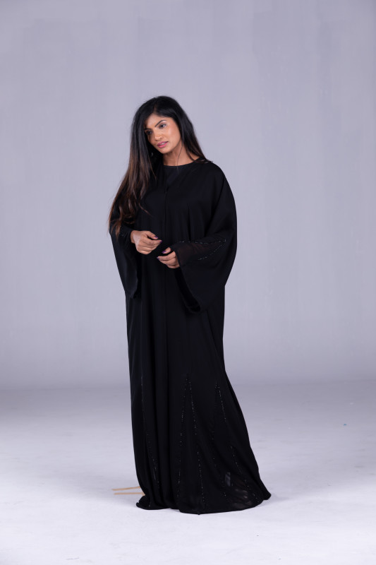 Black Nada with black work make the Women Abaya more elegant. AB1030